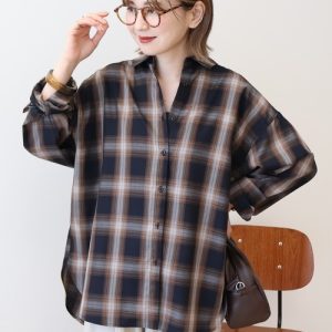 AMERICAN HOLIC ブラウス シャツ イージーケアチェックシャツ「360°着こなしシャツ」 レディース