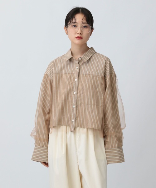 LEPSIM ブラウス シャツ チュールレイヤーストライプシャツ 582492 レディース - 画像 (3)