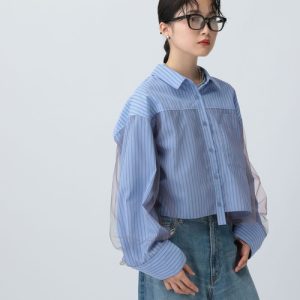 LEPSIM ブラウス シャツ チュールレイヤーストライプシャツ 582492 レディース