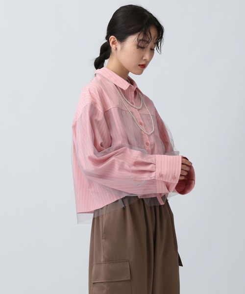 LEPSIM ブラウス シャツ チュールレイヤーストライプシャツ 582492 レディース - 画像 (5)