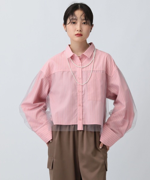 LEPSIM ブラウス シャツ チュールレイヤーストライプシャツ 582492 レディース - 画像 (6)