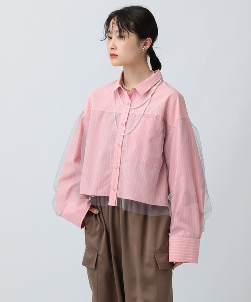 LEPSIM ブラウス シャツ チュールレイヤーストライプシャツ 582492 レディース - 画像 (7)