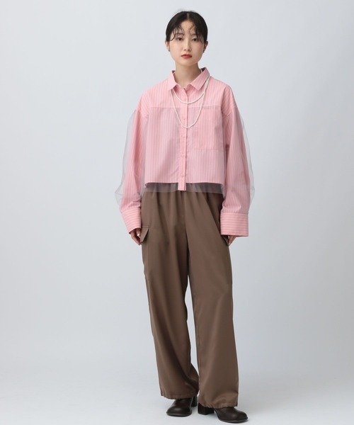 LEPSIM ブラウス シャツ チュールレイヤーストライプシャツ 582492 レディース - 画像 (8)