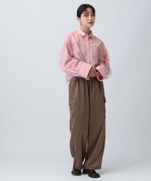 LEPSIM ブラウス シャツ チュールレイヤーストライプシャツ 582492 レディース - 画像 (9)