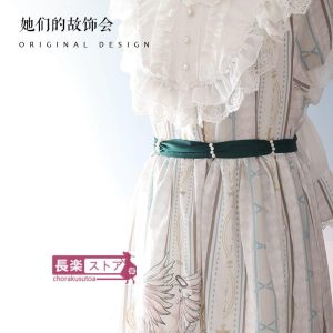 ロリータパールベルトマルチカラーフレンチレトロ結び目オリジナルデザインロリータリボン両用