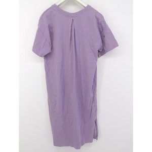 ◇ Discoat ディスコート 半袖 膝丈 tシャツワンピース サイズF パープル系 レディース E