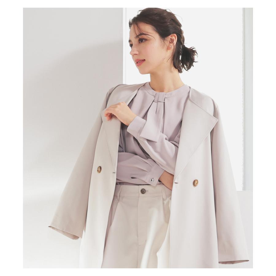 Honeys トップス ブラウス 長袖 ボウタイブラウス ボウタイ チュニック丈 無地 再生ポリエ ハニーズ チュニック丈ボウタイ - 画像 (9)