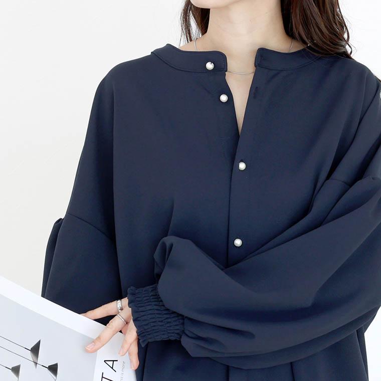 Aletta vita ブラウス パール 後ろボタン 2way 華奢 オケージョン 伸縮 大人 30代 40代 レディース ダブルクロス後ろパールボタン2WAYブラウス メール便不可 - 画像 (5)