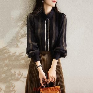 ブラウス レディース きれいめ 春夏秋 フォマール 結婚式 卒業式 tシャツ オシャレ 長袖 トップス 大人 通勤 OL ゆったり シャツ 30代 50代 40代