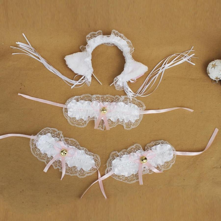 萌え萌え 猫 コスプレ3点セット 猫耳カチューシャ 首輪 ネクタイ 腕輪 - 画像 (4)