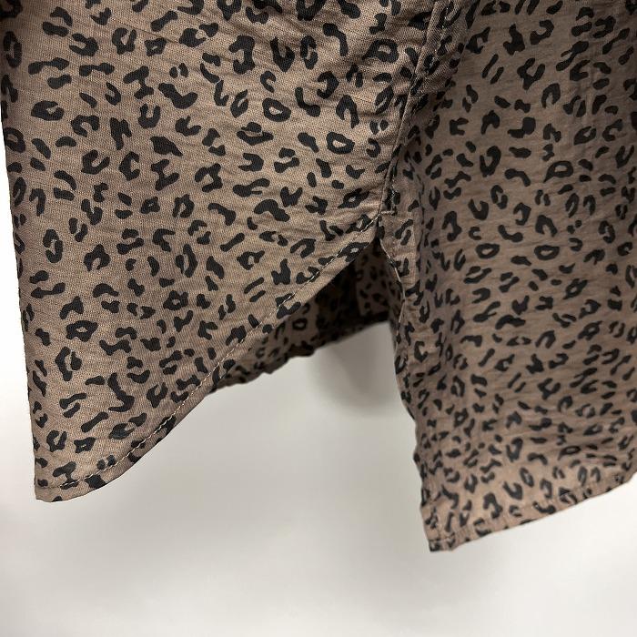 CIAOPANIC TYPY バンドカラーシャツ ヒョウ柄 レオパード レパード 長袖 レーヨン×セルロース×ナイロン×麻 ONE ブラウン レディース