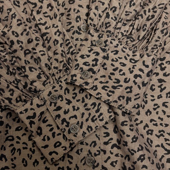 CIAOPANIC TYPY バンドカラーシャツ ヒョウ柄 レオパード レパード 長袖 レーヨン×セルロース×ナイロン×麻 ONE ブラウン レディース - 画像 (3)